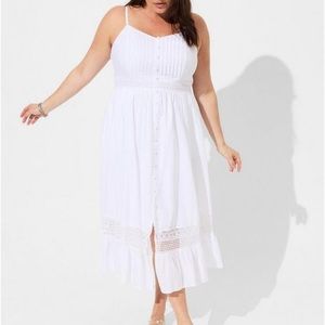 Midi Voile Stripe Lace Sleeveless Dress - Torrid